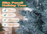 5 FT Slim Pencil Artificial Christmas Tree, Frosted Gray-Green & Silver Needles, Flame Retardant 38361992