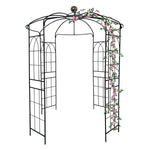 ZUN Metal Garden Arch Iron Garden Arbors Gazebo Dia81.3'' x 114.2'' High Birdcage Shape Pergola Pavilion 13516553