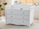 White 3-Tier Drawer Baby Cot with Safety Guard 90.5x58x92cm Wooden Baby Bed & Storage Combo 88025463