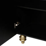 Modern Fluted Sideboard Buffet with Storage, Curve Element with Strict Lines, 4 Doors Storage W1445P256479