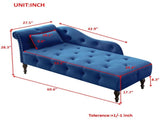 Aijia 60.6" Velvet Chaise Lounge Buttons Tufted Nailhead Trimmed Solid Wood Legs with 1 Pillow,Blue W111740809