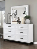 ZUN White Finish Dresser with 6x Storage Drawers Wooden Bedroom Furniture 1pc B011P270965