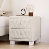 Elegant Velvet Nightstand with 2 Drawers and Crystal Handle, Storage Bedside Table with N733P210398A