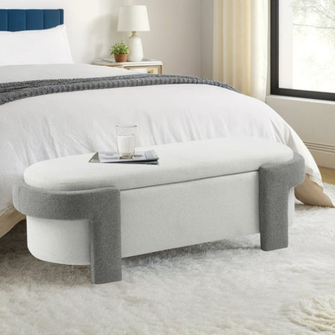 ZUN Large Versatile Storage Ottoman Bench: Spacious, Durable, and Stylish for Any Room ,White with light N769P223108G