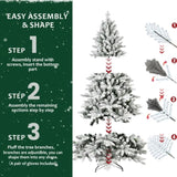 7ft Flocked Christmas Tree with 1514 Tips, Realistic PEPVC Snowy Hinged Tree with Metal Stand, Full 02903371