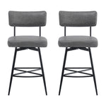 ZUN 26''Retro Swivel Counter Stools Set of 2,Grey Counter Stools with iron Frame,PU Sponge N780P199991G