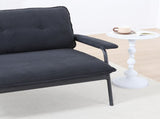 The 53-inch black sofa offers a spacious layout in the small apartment, easily handling various W3371P309476