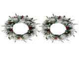 2 Pack 18in Pre-lit Snow Flocked Christmas Wreath, Lighted Artificial Xmas Wreath with 60 Warm 97206067