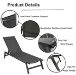 ZUN NEW Outdoor 2-Pcs Set Chaise Lounge Chairs,Five-Position Adjustable Aluminum Recliner,All Weather W419P147376