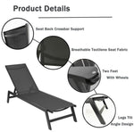 ZUN NEW Outdoor 2-Pcs Set Chaise Lounge Chairs,Five-Position Adjustable Aluminum Recliner,All Weather 36282813