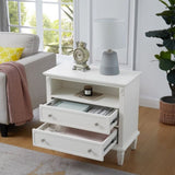 Open Space and 2 Drawers Dresser Nightstand with Charging Station, Farmhouse End Table with USB W1693P216932