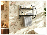 Black Rust-Proof Wall Bathroom Shelving Unit with Dual Hanging Bars, Adjustable Layout Mesh Storage 62719397