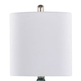 Bottega 22" Contemporary Glass Table Lamp in Sapphire Blue Seeded Glass, Brushed Nickel and White B202P224031