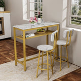 Dining Table Set with 2 Stools,3 Piece Counter Height for Kitchen, Living Room, Small Apartment W578P304320