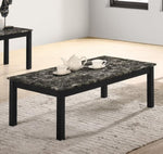 ZUN Contemporary Black Faux Marble Top 1x Coffee Table and 2x End Tables 3pc Coffee Table Set Living B011P237499