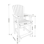 ZUN HDPE Bar Chair, Outdoor Tall Adirondack Chairs Set of 2, Patio Bar Stool Chair with High Back White W120942275