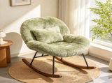 25.59"W x 33.66"D x 29.53"H Indoor Plush Rocking Chair, Soft Fluffy Lounge Rocker with White Metal 96056141