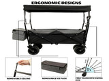 480Lbs Collapsible Wagon with Canopy,Wagon Stroller with 7" All-Terrain Wheels, Lightweight Foldable 28469453