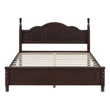 Queen Size Wood Platform Bed Frame,Retro Style Platform Bed with Wooden Slat Support,Dark Walnut WF308185AAD