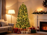 6FT Narrow Pencil Artificial Christmas Tree , Pre-Lit Warm White LEDs, Flame-Retardant PVC, Easy 16463807