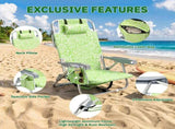 1 PCS Aluminum Beach Chair, 8.5 Inch Seat Height Yellow Tribal Pattern, Adjustable Folding Chair 24798365