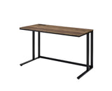 ZUN Walnut and Black Writing Desk with USB Port B062P209215