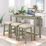 ZUN TOPMAX 4 Pieces Counter Height Table with Fabric Padded Stools,Rustic Bar Dining Set with WF326001AAE