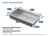 Stainless Steel Kitchen Sink, 33x19 Drop In Single Bowl, Undermount Handmade Sink in Dark Gray, 31436810