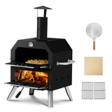 ZUN Outdoor Pizza Oven Wood Fired 2-Layer Pizza Ovens Outside Pizza Maker with Stone, Removable Cooking 87975879