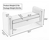 032-Teddy Fabric Storage Bench Bedroom Bench With Gold Metal Trim Strip For Living Room Bedroom W527122008