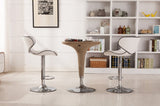 Masaccio Upholstery Airlift Adjustable Swivel Barstool with Chrome Base, Set of 2, White T2574P164838