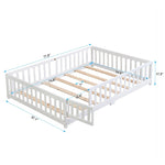 ZUN full Size Floor Bed with Door,Solid Wood Platform Bed Frame with Fence,Suitable for children,Pine W2297P202889