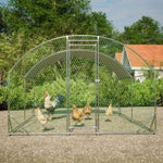 ZUN Large Chicken Coop Metal Chicken Run with Waterproof and Anti-UV Cover, Dome Shaped Walk-in Fence W1212111287