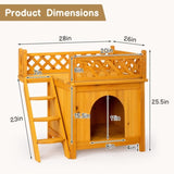 ZUN 2-Story Wooden Feral Cat House Dog House for Outdoor and Indoor, Pet House with Stairs, Yellow 64064816