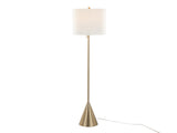 64" Contemporary Metal Floor Lamp in Gold Metal with White Linen Shade B202P224209