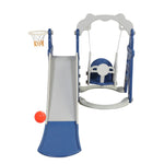 ZUN Kids Swing and Slide Set 3-in-1 Slide with Basketball Hoop for Indoor and Outdoor Activity W2181139446