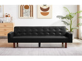 Black Convertible Double Folding Room Sofa Bed, PU Leather, Tufted Buttons, Suitable for 97825531
