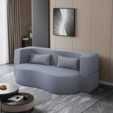 2-in-1 Convertible Sofa Bed, Full Size Folding Loveseat Couch with Soft Teddy Fabric, No Assembly W3163P322890