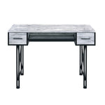 ZUN Antique White and Black Computer Desk with Keyboard Tray B062P184558