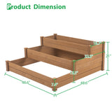 ZUN 48.6 x 48.6 x 21in Raised Garden Bed Horticulture Outdoor Elevated Flower Box Tiered Garden Bed W1422137074