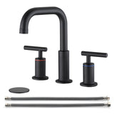 8 in. Widespread Double Handle Bathroom Faucet with Pop Up Drain in Matte Black W122459272