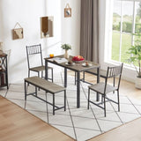 ZUN Dining Table Set, Barstool Dining Table with 2 Benches 2 Back Chairs, Industrial Dining Table for 86182037