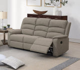 Modern Light Brown Color Burlap Fabric Recliner Motion Sofa 1pc Plush Couch Manual Motion Sofa B011133848