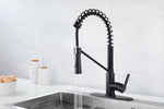 ZUN Matte Black Kitchen Faucet with Soap Dispenser Single Handle Kitchen Sink Faucet with Pull Down 48168484