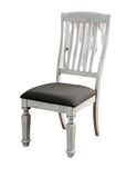 ZUN Transitional 2pcs Side Chairs Antique White Solid wood Gray Fabric Dining Room Furniture Chair Bold B011P203543