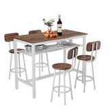 5 Piece Bar Table Set, Kitchen Bar Table and Chairs Set of 4, Modern Metal Counter Height Table with W578P303840