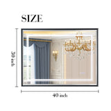 40*30inch LED Bathroom Beveled Mirror,3000-6000K Gradient Front and Backlit LED Mirror for W2091P214096