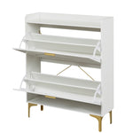 ZUN Shoe Cabinet with 2 Flip Drawers& Open Shelves,Modern Entryway Shoe Storage Cabinet, SlimNarrow W679P154752