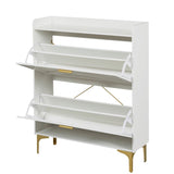 ZUN Shoe Cabinet with 2 Flip Drawers& Open Shelves,Modern Entryway Shoe Storage Cabinet, SlimNarrow W679P154752