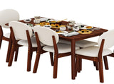 Rubberwood Dining Table Set, 1 Rectangular Table 4 Upholstered Chairs 1 Bench, Dark Walnut 33779655